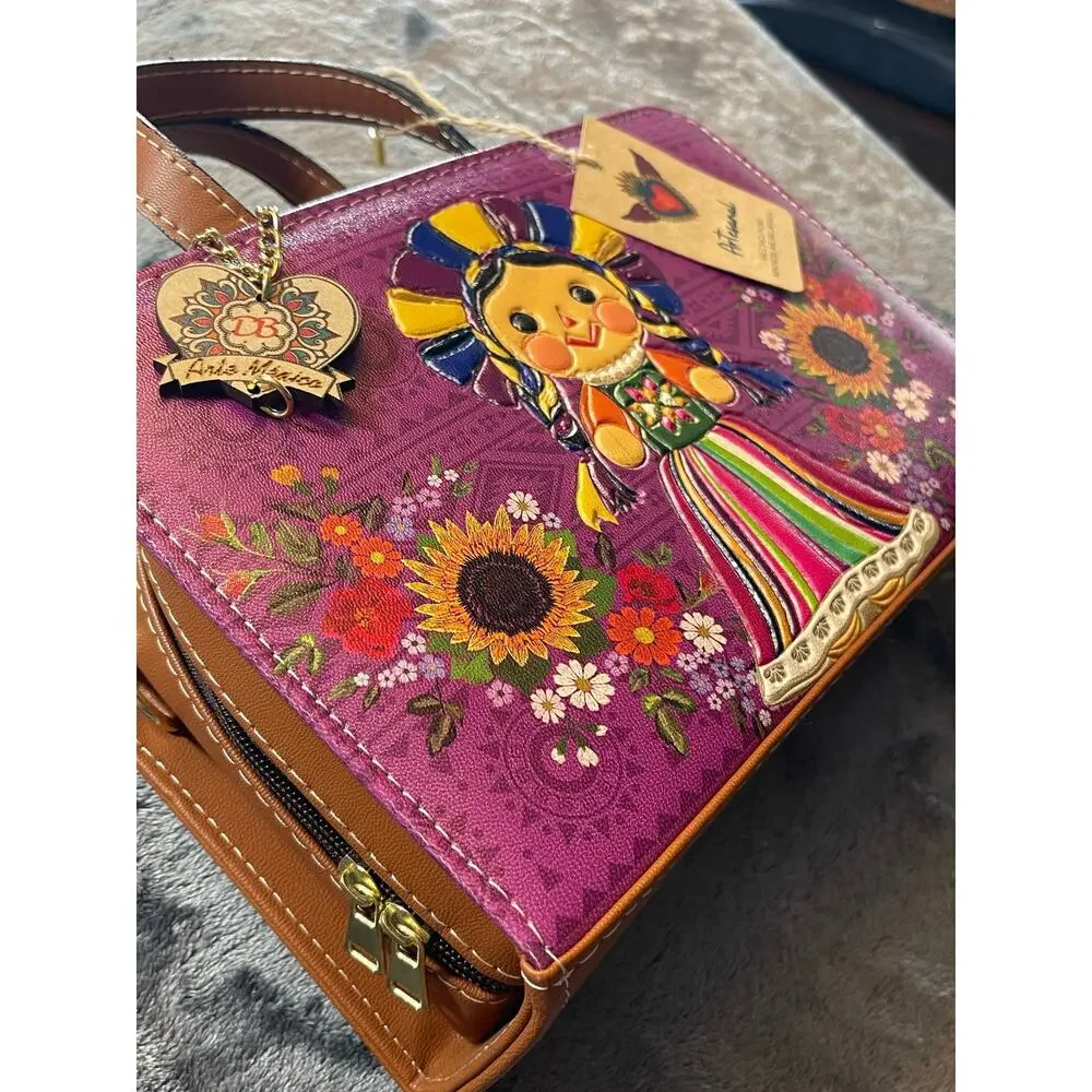 NWT Dubai Mexican Artisan Ximena Doll Painted Crossbody Bag